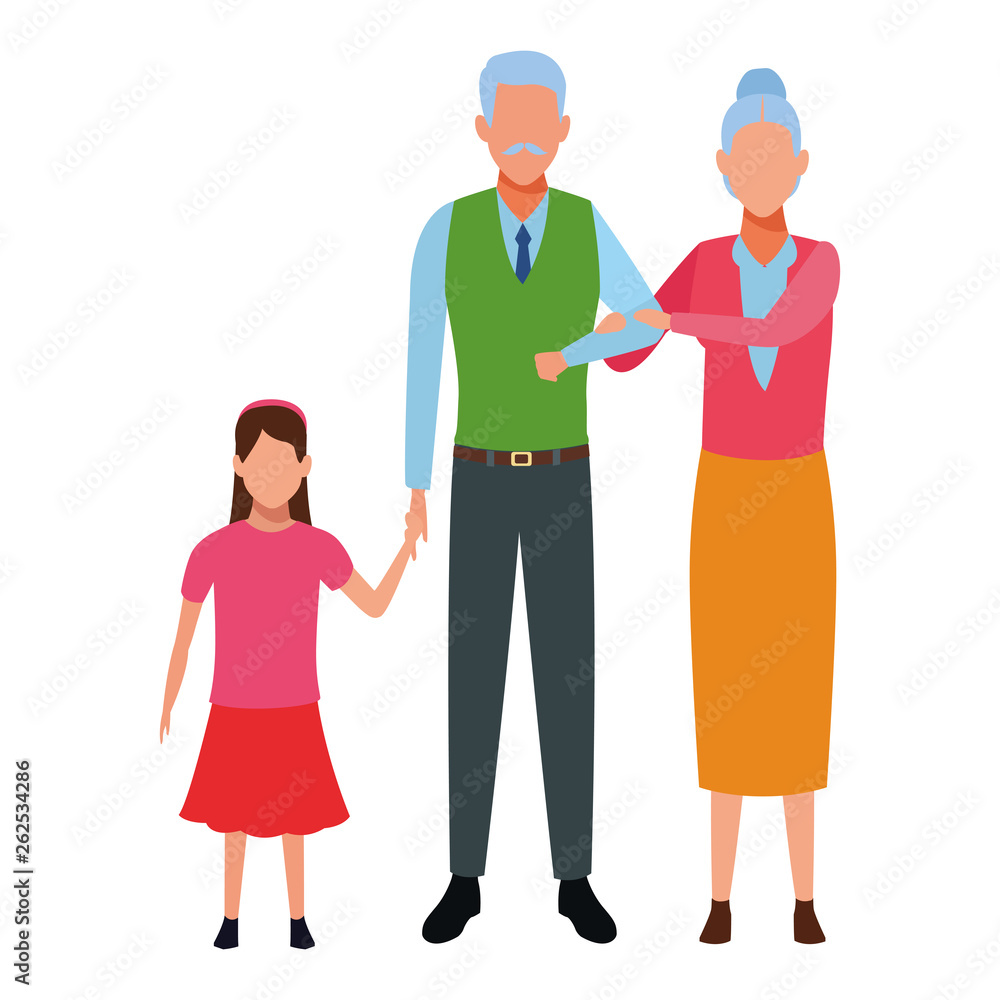 elderly couple with child elderly couple with child