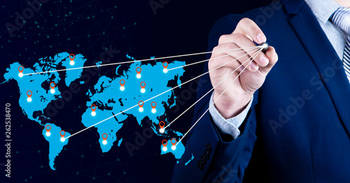 businessman world map