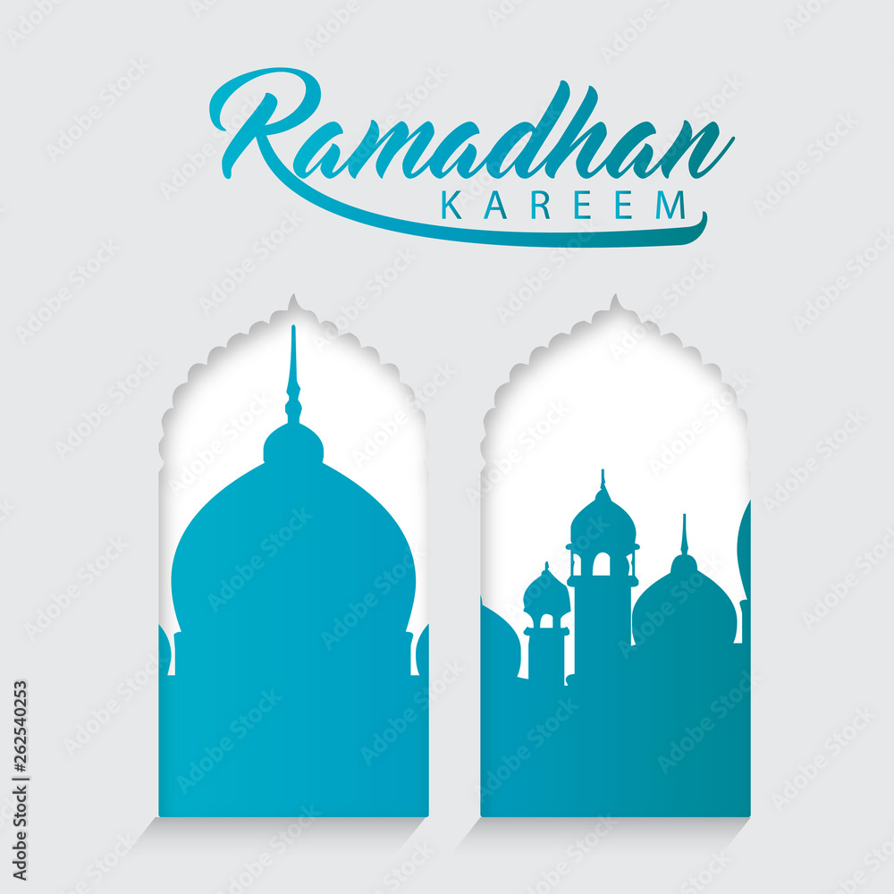 Ramadan Kareem Greeting Card with Mosque - Vector Ramadan Kareem Greeting Card with Mosque - Vector
