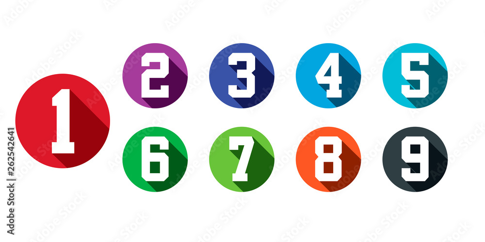 Flat Number Icon Set - Vector Flat Number Icon Set - Vector