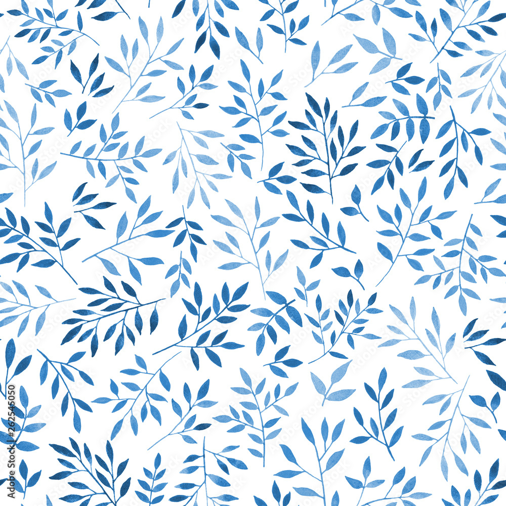 Naklejka premium Seamless pattern of blue plants on a white background