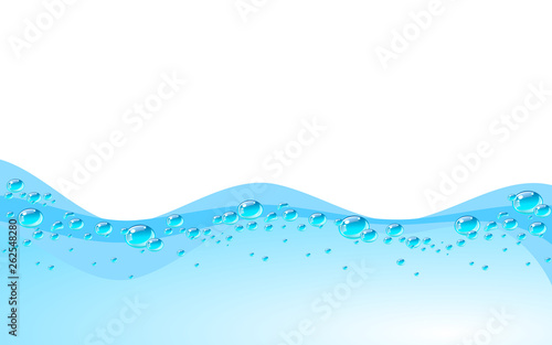 Blue water wave, vector illustration.