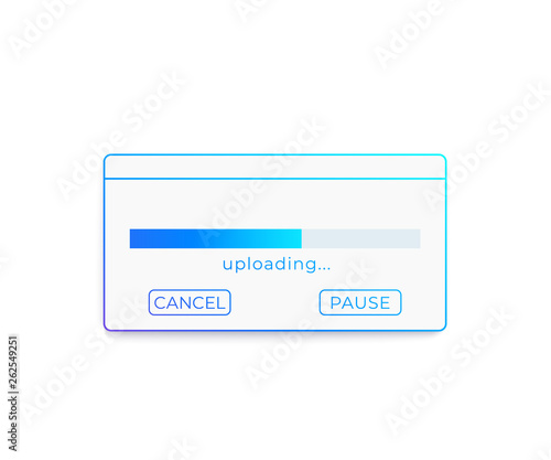 Upload window with progress bar, vector