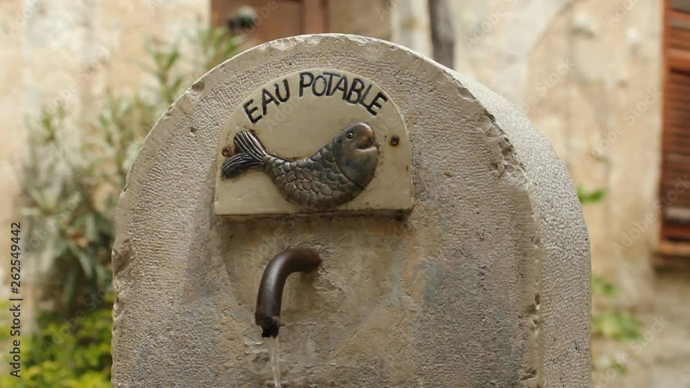 Drinking fountain that says Eau Potable in Saint-Paul de Vence, France.