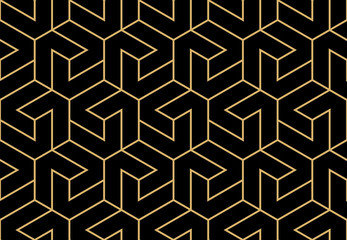 Handdoek met foto Zwart goud patronen Abstract geometrisch streeppatroon goud zwart  © ELENA