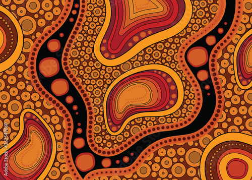 Illustration based on aboriginal style of dot  background.