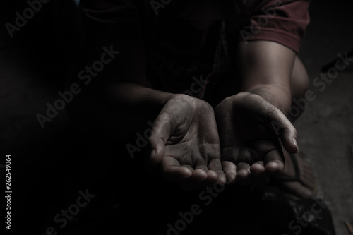 hands poor or beggar begging you for help.