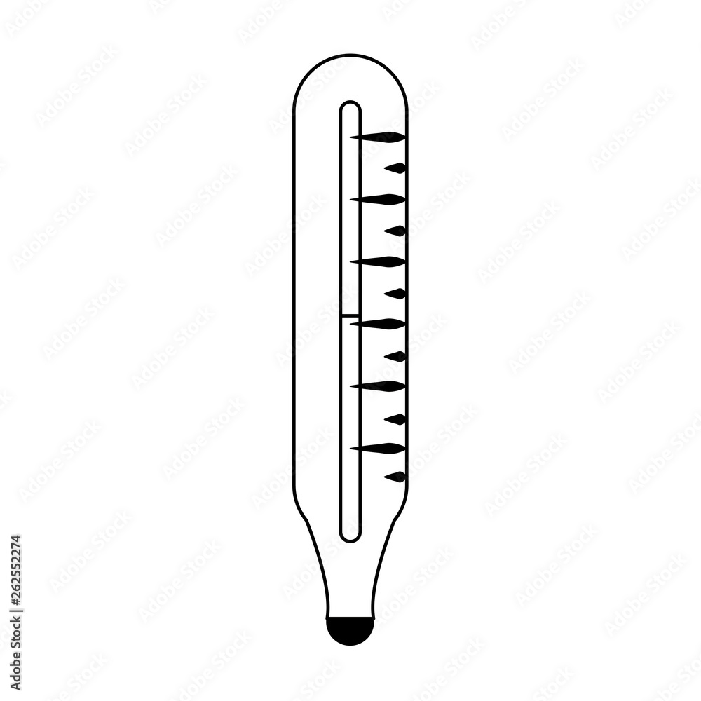 Thermometer medical symbol isolated in black and white Thermometer medical symbol isolated in black and white