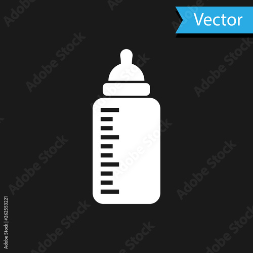 Black Baby bottle icon isolated seamless pattern on white background.  Feeding bottle icon. Milk bottle sign. Vector Illustration Stock Vector