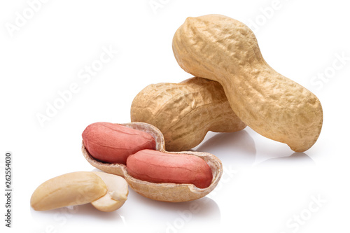 Delicious peanuts, isolated on white background