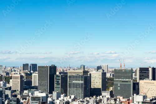 Asia business concept for real estate and corporate construction - panoramic urban city skyline aerial view under blue sky in hamamatsucho  tokyo  Japan