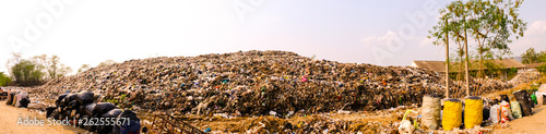 Mountain large garbage pile and pollution,Pile of stink and toxic residue,These garbage come from urban and industrial areas can not get rid of, Consumer society Cause massive waste .