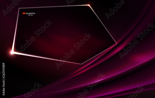 Abstract dark purple background like matter with polygonal shiny frame