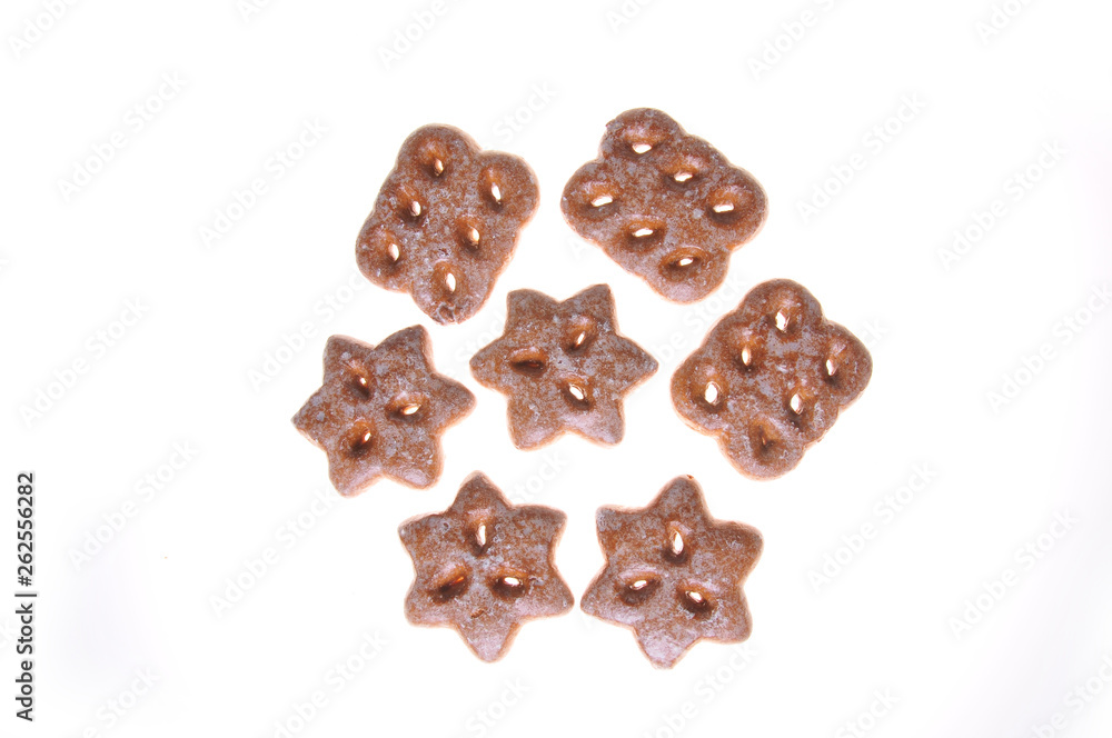 Honey gingerbreads isolated on a white background. Dietary nutrition. Close-up Honey gingerbreads isolated on a white background. Dietary nutrition. Close-up