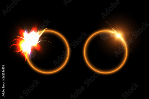 Round shiny frame background with light bursts. Technology background. Vector eps10.