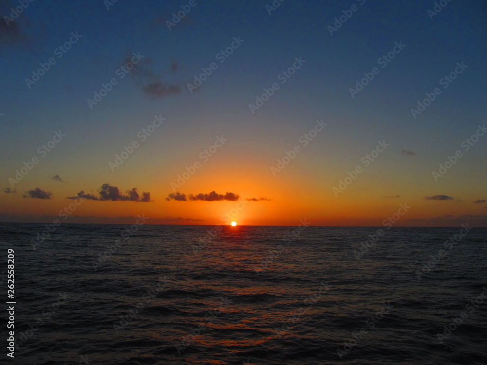 Sunset seen from the sea of Ogasawara Islands