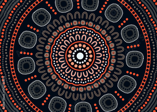 Illustration based on aboriginal style of dot  background.