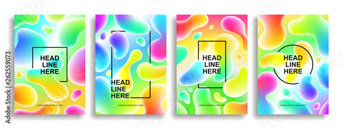 A collection of colorful liquid covers. Wavy shapes with gradient. Modern design. Eps10 vector