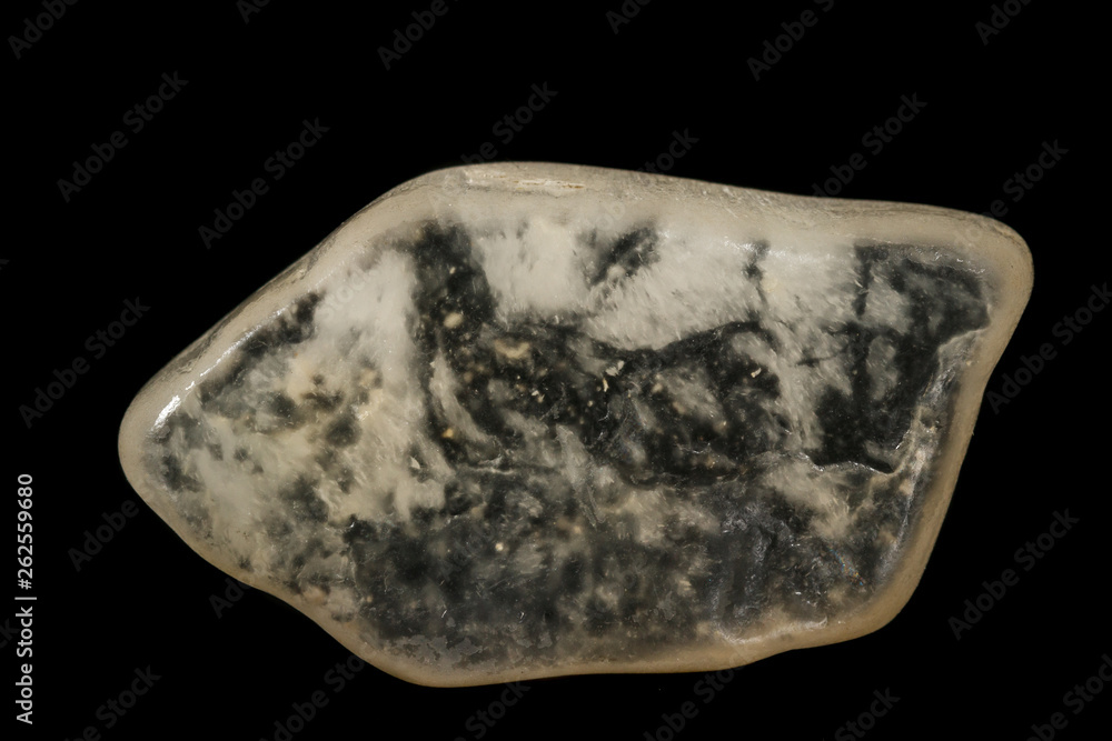 Macro stone mineral Ulexite on a black background Macro stone mineral Ulexite on a black background