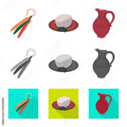 Vector illustration of culture and sightseeing sign. Set of culture and originality stock symbol for web.