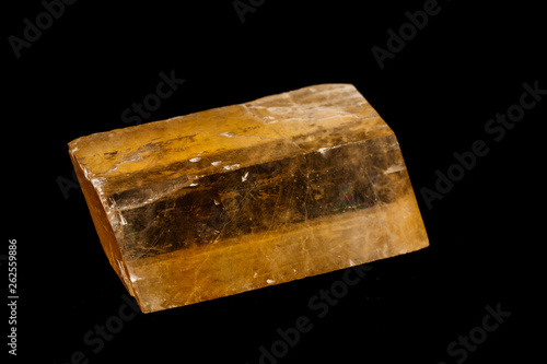Fotografija Macro stone Calcite mineral on a black background