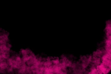 pink smoke clouds isolated on black background 
