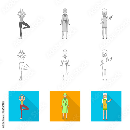Vector design of posture and mood symbol. Collection of posture and female stock vector illustration.