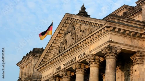 Evening autumnal video of the famous Reichstag Building, seat of the German Parliament (Bundestag) on October 28, 2015, Berlin Mitte district, Germany