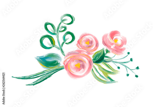Fototapeta Naklejka Na Ścianę i Meble -  Cute spring Watercolor Vector Flower bouquet. Art isolated illustration for wedding or holiday design, Hand drawn paint roses