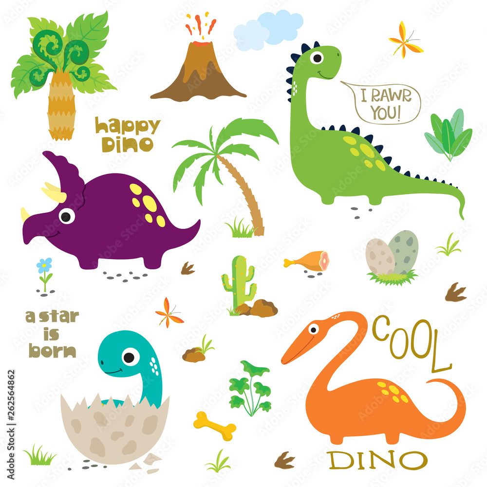 Obraz premium Cute dinosaurs set