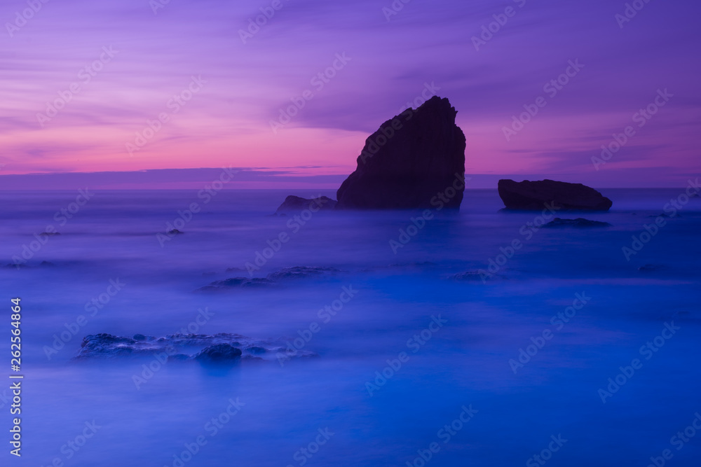 sunset and waves on the beach in biarritz france sunset and waves on the beach in biarritz france