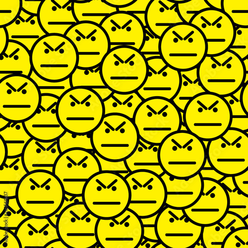 Angry faces seamless pattern