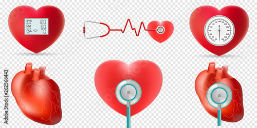 Heart and high blood pressure concept set. Vector illustration, eps 10