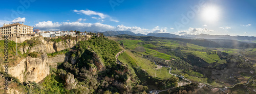 Panoramic View of Old Town Cityscape of Ronda, Spain on the Tajo Gorge