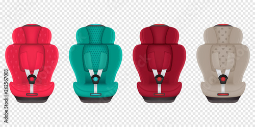 Modern set of car seat icons in colors. Editable collection. Vector illustration. eps 10
