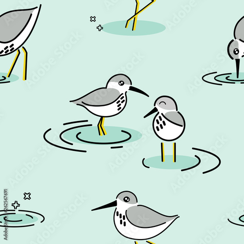 Happy Sand Pipers seamless pattern
