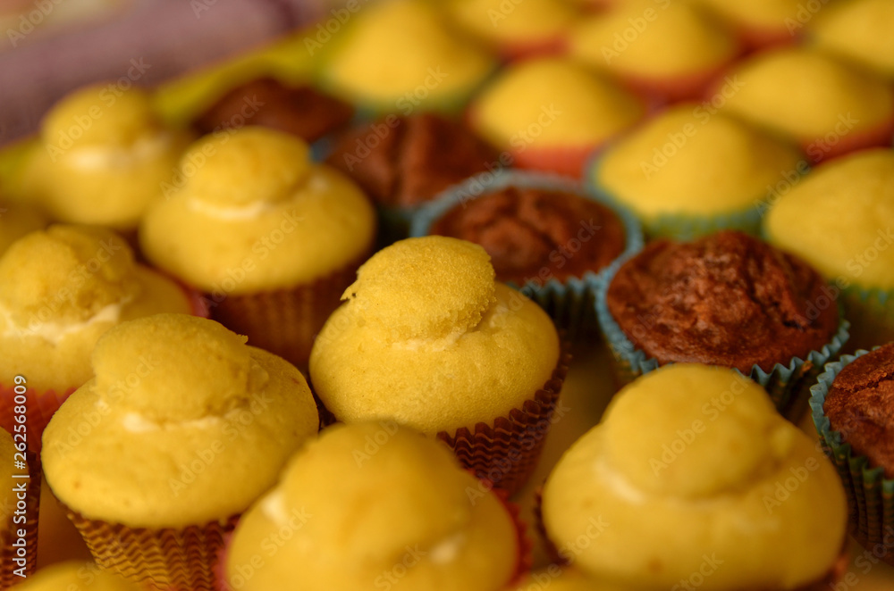 A tray full of cupcakes