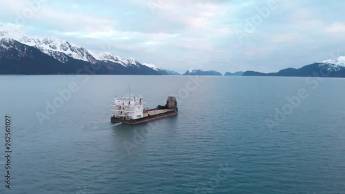 Large work boat being launched at shipyard in Alaska 