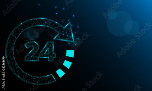 24 hours particle style design. Illustration vector