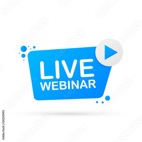 Live Webinar Button, icon, emblem, label. Vector illustration. 