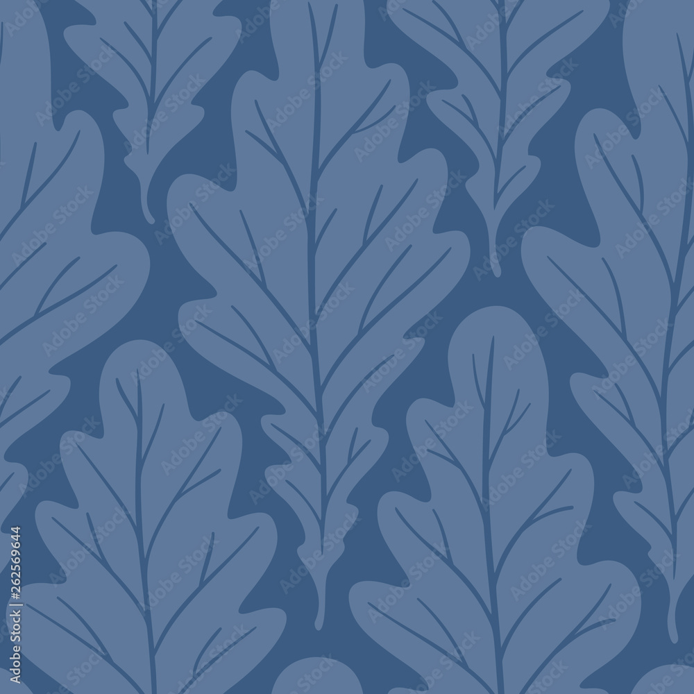 Stylized colorful silhouette oak leaves seamless pattern. Nature universal textures. Hand drawn decorative floral ornamental background. Vector illustration Stylized colorful silhouette oak leaves seamless pattern. Nature universal textures. Hand drawn decorative floral ornamental background. Vector illustration