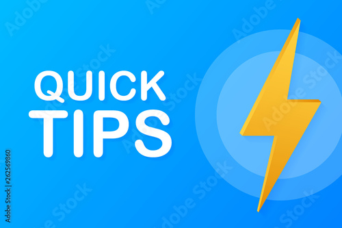 Quick tips, hint, helpful tricks, tooltip for website. Creative banner with useful information. Vector illustration.