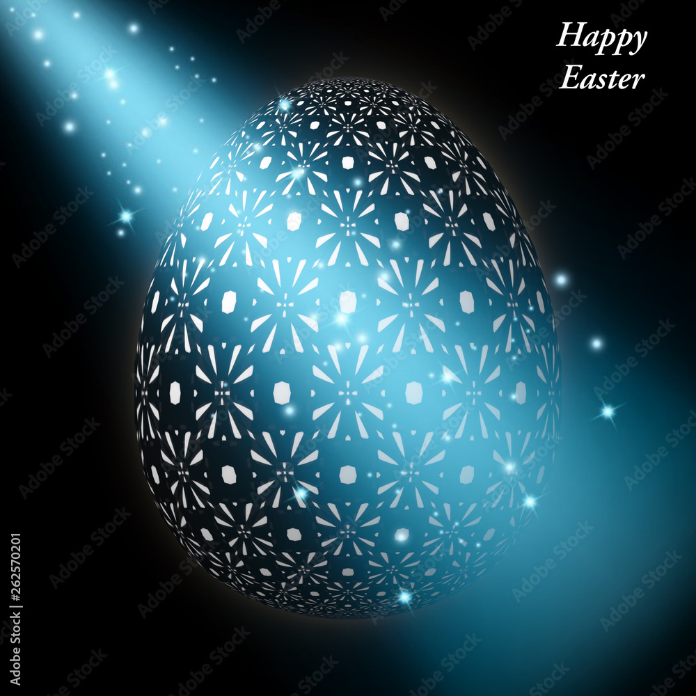 Happy Easter – Frohe Ostern, Artfully designed, abstract and colorful easter egg, 3D illustration on background with bokeh and light leaks Happy Easter – Frohe Ostern, Artfully designed, abstract and colorful easter egg, 3D illustration on background with bokeh and light leaks