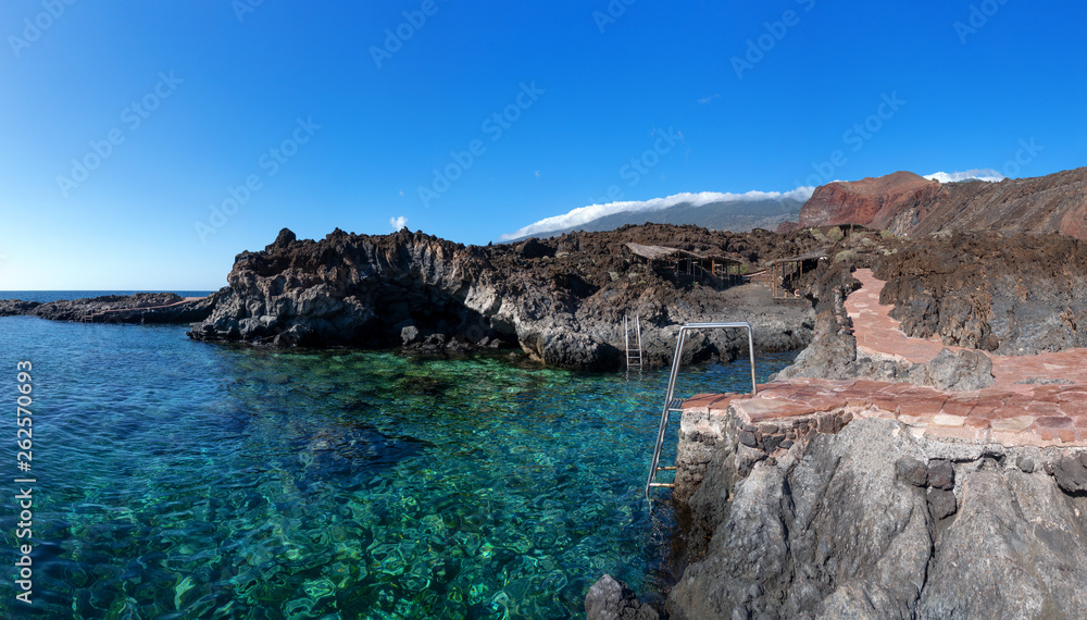 Badebucht von Tacoron ( Cala de Tacoron ) nahe La Restinga auf der Insel El Hierro, Kanarische Inseln