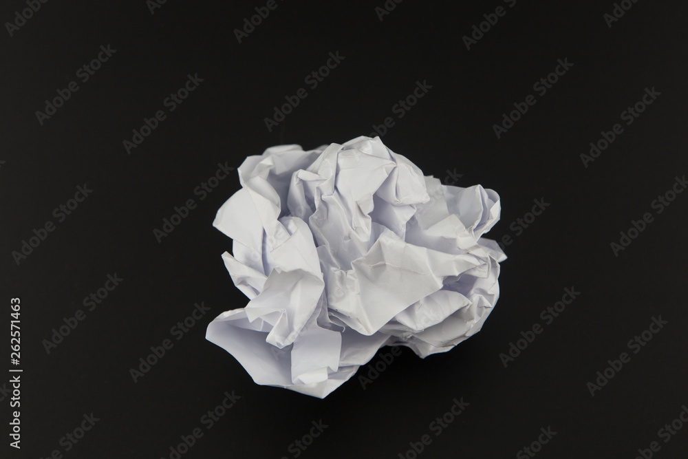 Paper  crumpled isolated on black  background. Clipping path.