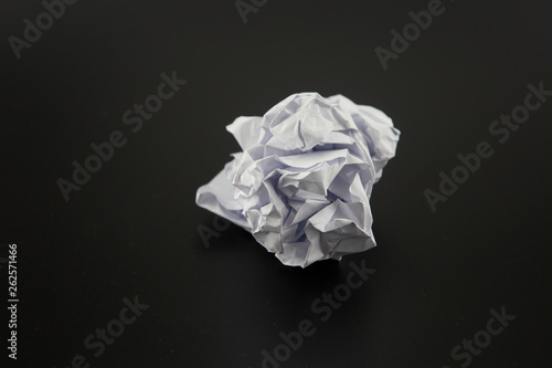 Paper  crumpled isolated on black  background. Clipping path.