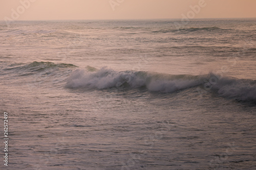 Waves at the sunsent in the basques' beach at Biarritz, Basque Country.