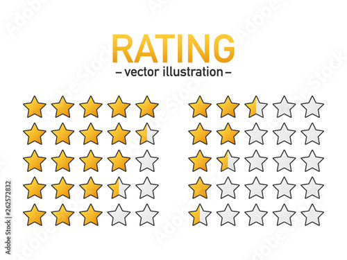 5 star rating icon vector. Isolated badge for website or app. Stars customer product rating review. Vector illustration