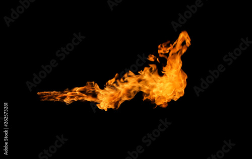 Fire flames on black background.