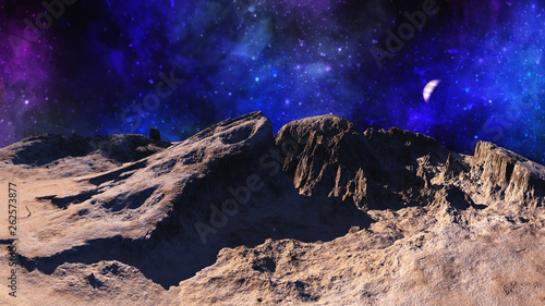 Asteroid surface, alien landscape